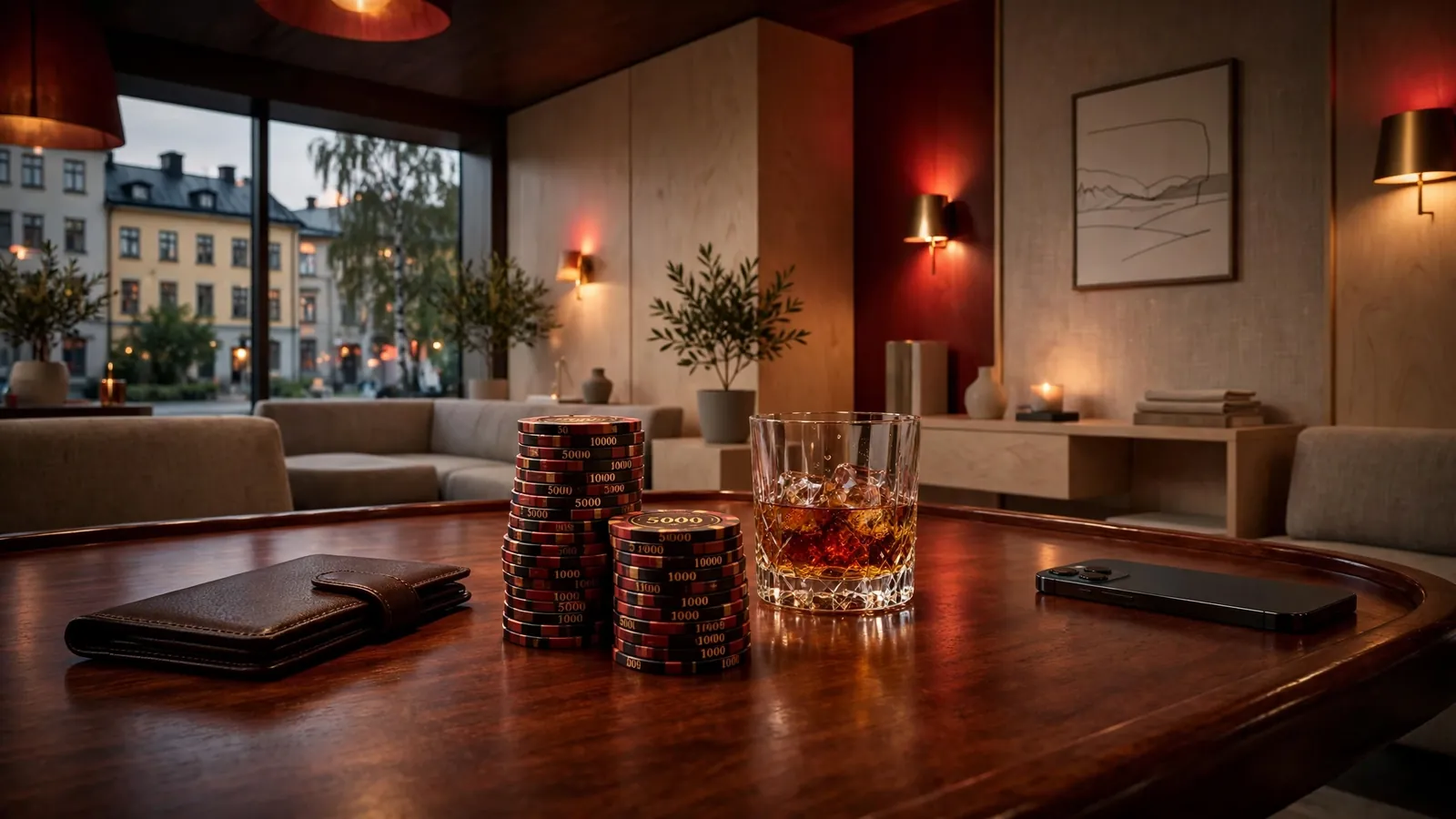 Exklusiv VIP-casinolounge med höga insatser och elegant atmosfär